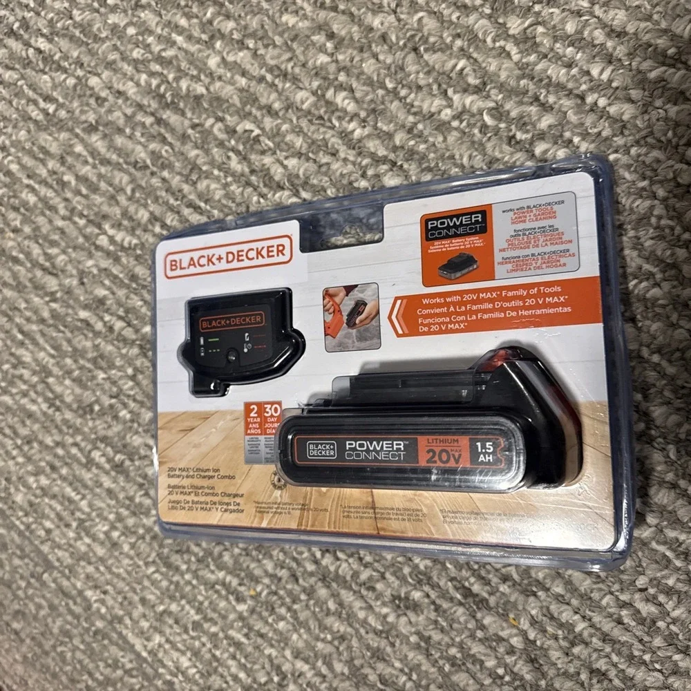 Black Decker 20V Max Powerconnect 1.5Ah‎ Lithium Ion Battery And Charger